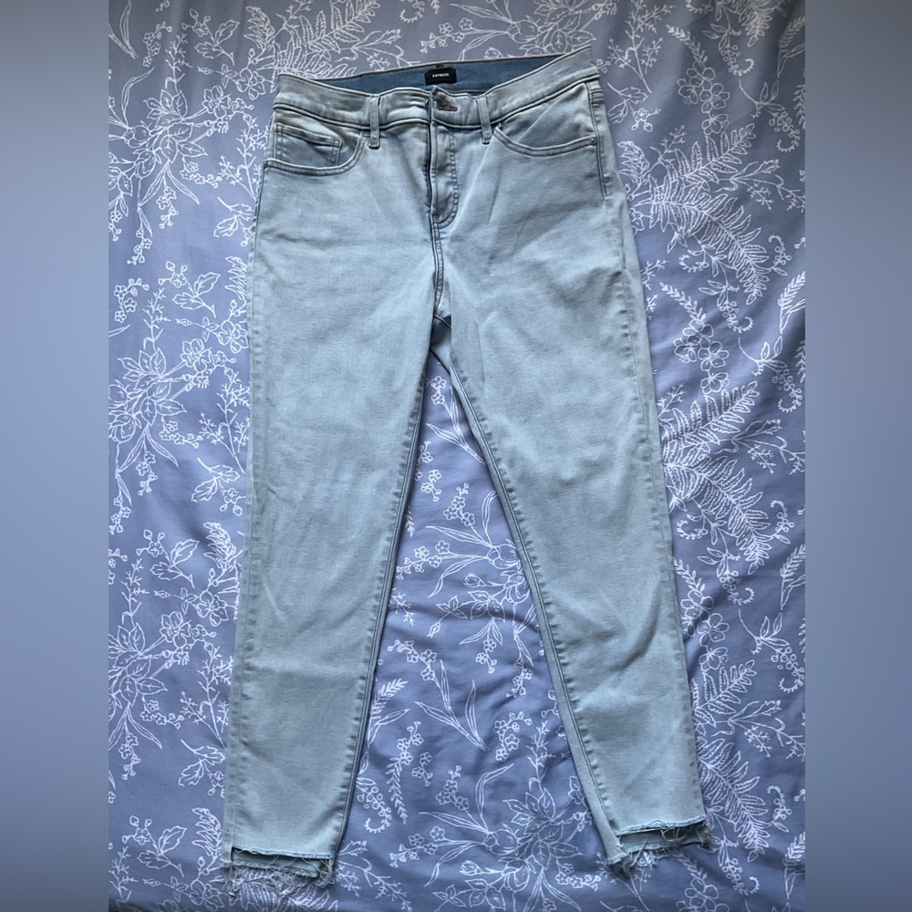 Express Cropped Skinny Mid Rise Stretch Jeans